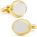 Two Toned Oval Engravable Cufflinks